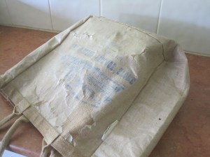 Inside of hessian bag